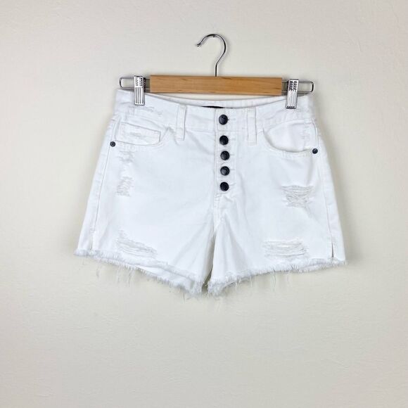 Joe’s Frayed Hem White Denim Shorts - Picture 1 of 6
